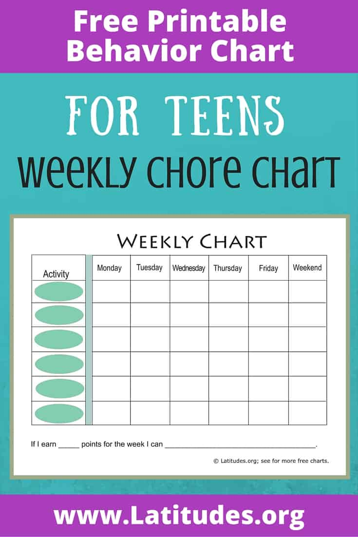 FREE Weekly Behavior Chart for Teenagers ACN Latitudes