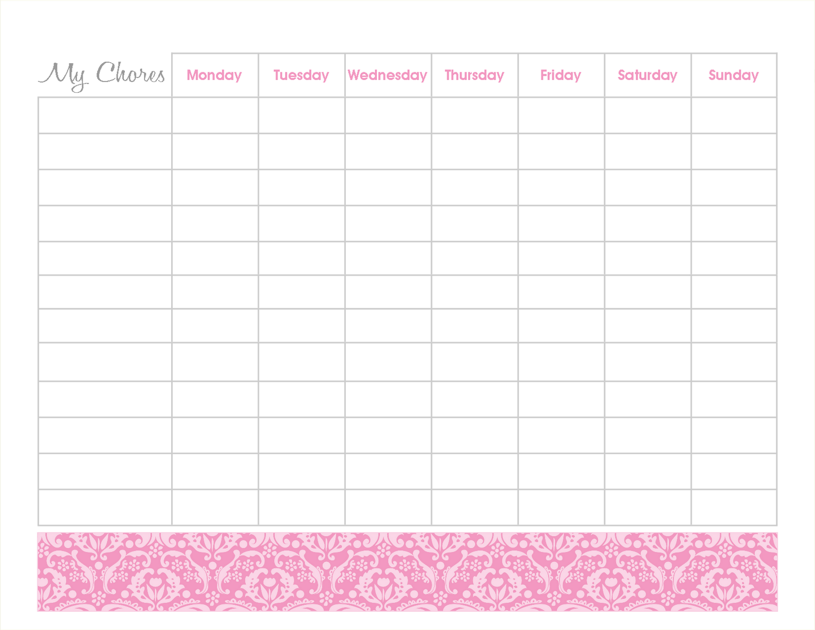 Freebies Blank Chore Chart Printables Naturally Creative Mama