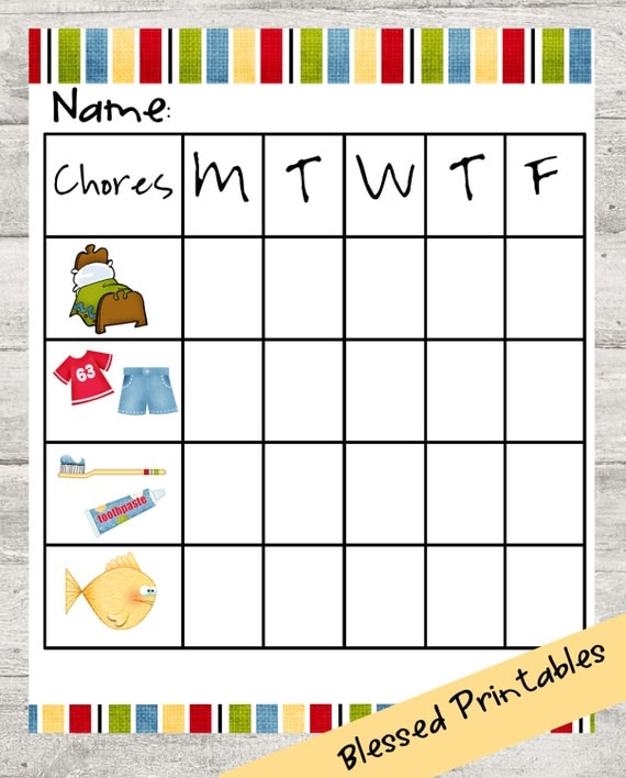 Items Similar To Toddler Chore Chart Printable On Etsy