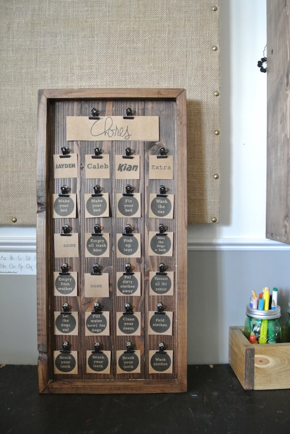 Kid s Chore Chart Wooden Chore Chart Rustic Chore Chart