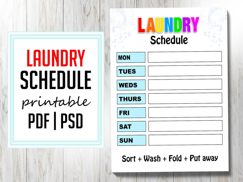 Laundry Schedule Printable Pdf Chore Chart Editable PSD Etsy Chore 