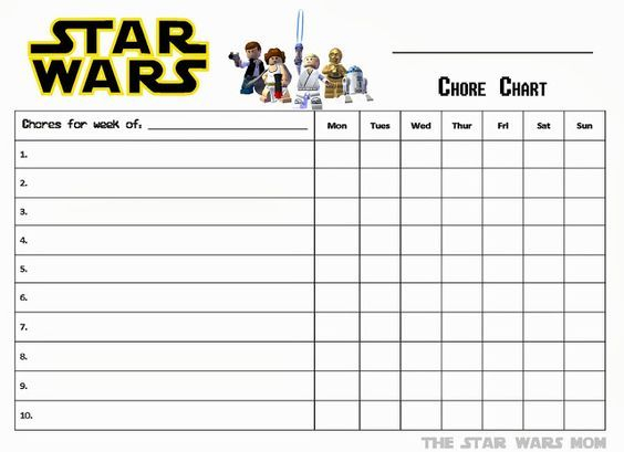 Lego Star Wars Free Printable Chore Chart Lego StarWars Printable 