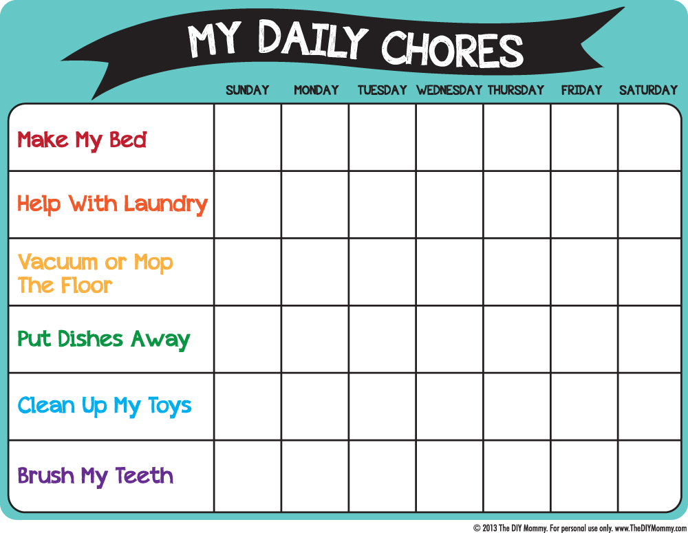 Make A Preschool Chore Chart Free Printable The DIY Mommy