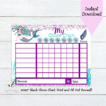 Mermaid Chore Chart Mermaid Reward Chart Instant Download Etsy In