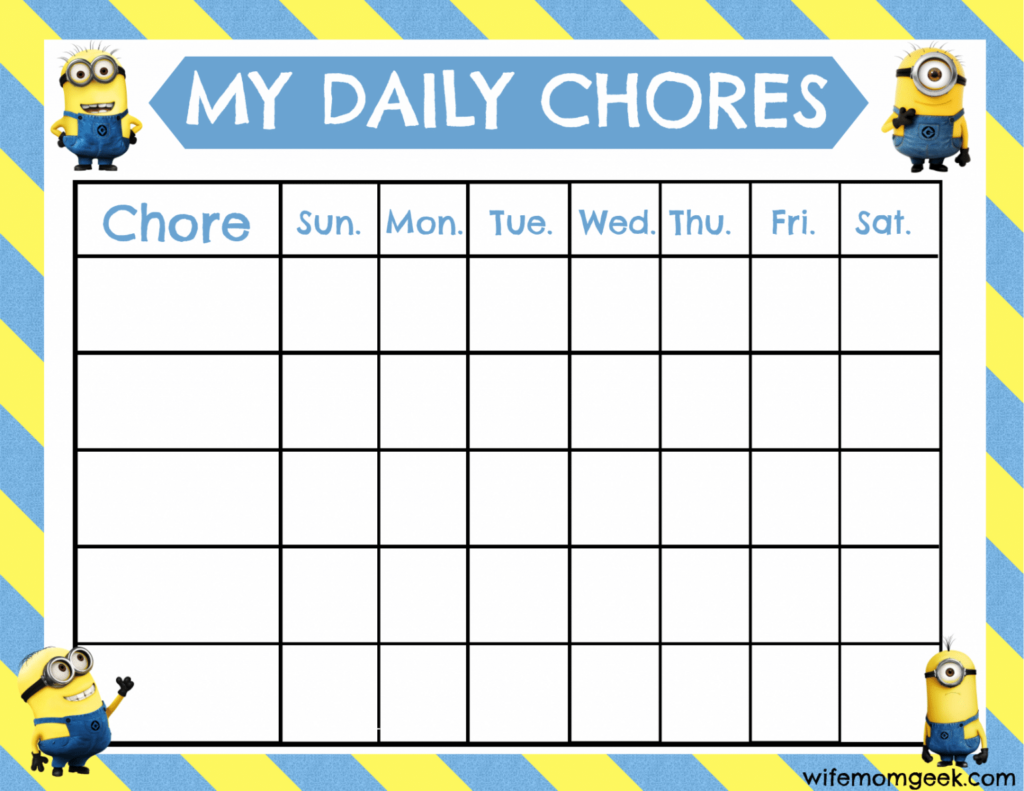 Minion Chore Chart Free Printable Glue Sticks And Gumdrops
