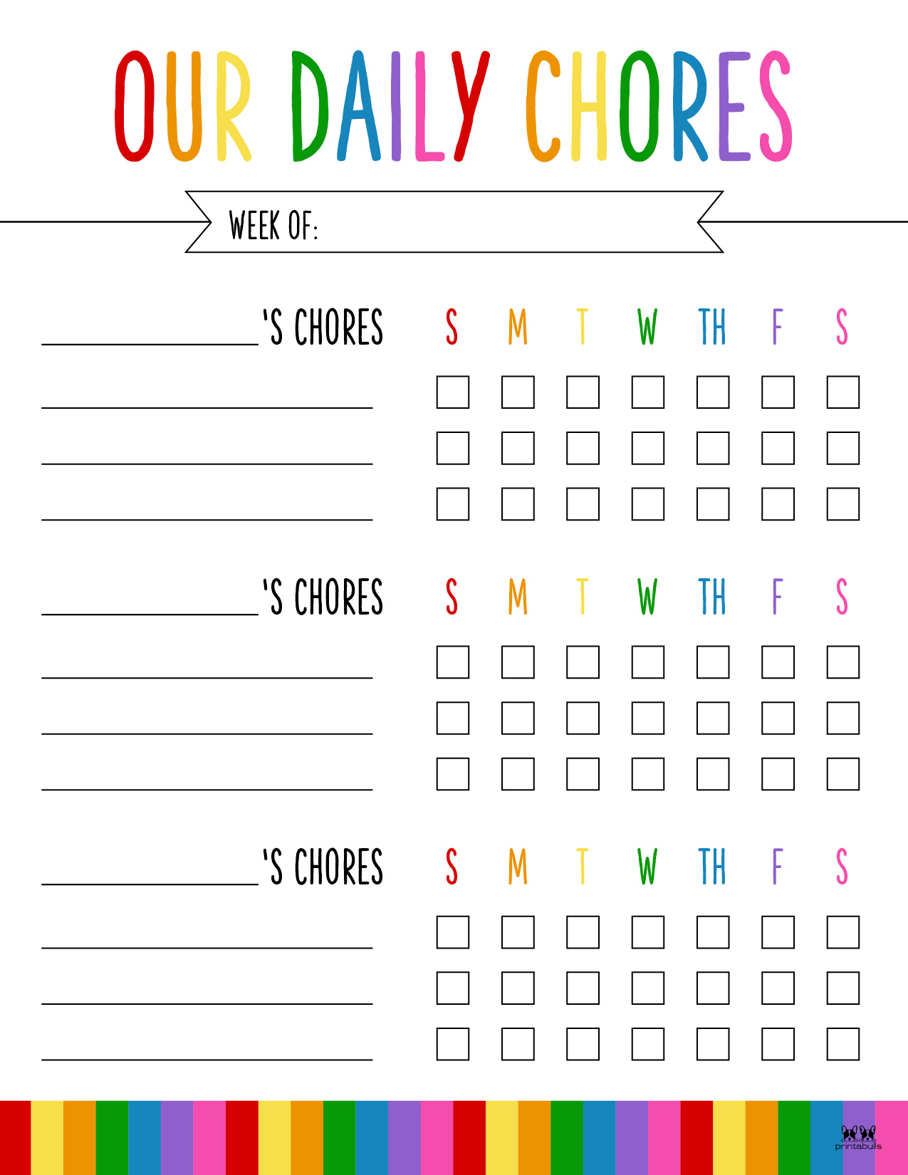 Multiple Children Chore Charts 10 Free Printable Charts Printabulls