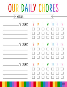 Chore Chart Printable Mutiple Kids - PrintableChoreCharts.net