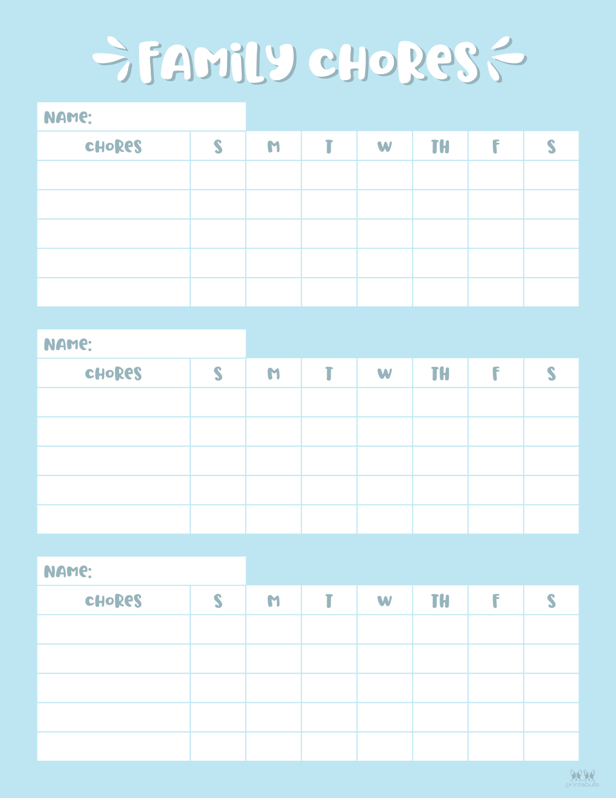 Multiple Children Chore Charts 10 Free Printable Charts Printabulls