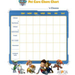 PAW Patrol Pet Care Chore Chart Chore Chart Chores For Kids Pet Care