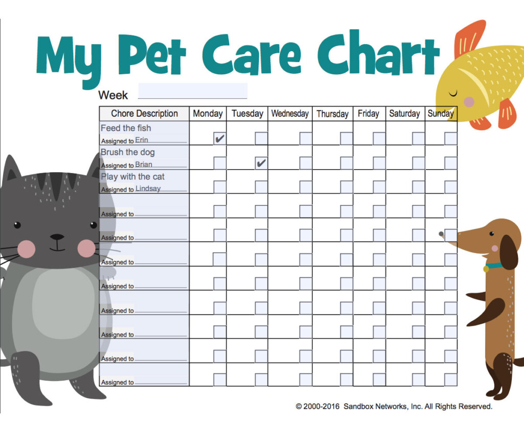 Pet Care Chore Chart Free Printable For Kids FamilyEducation