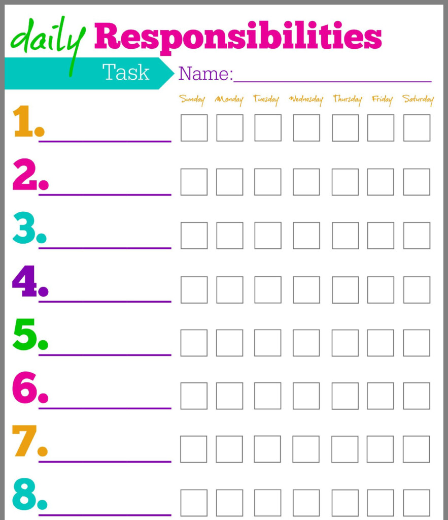 Downloadable Free Printable Chore Charts For Kids ...