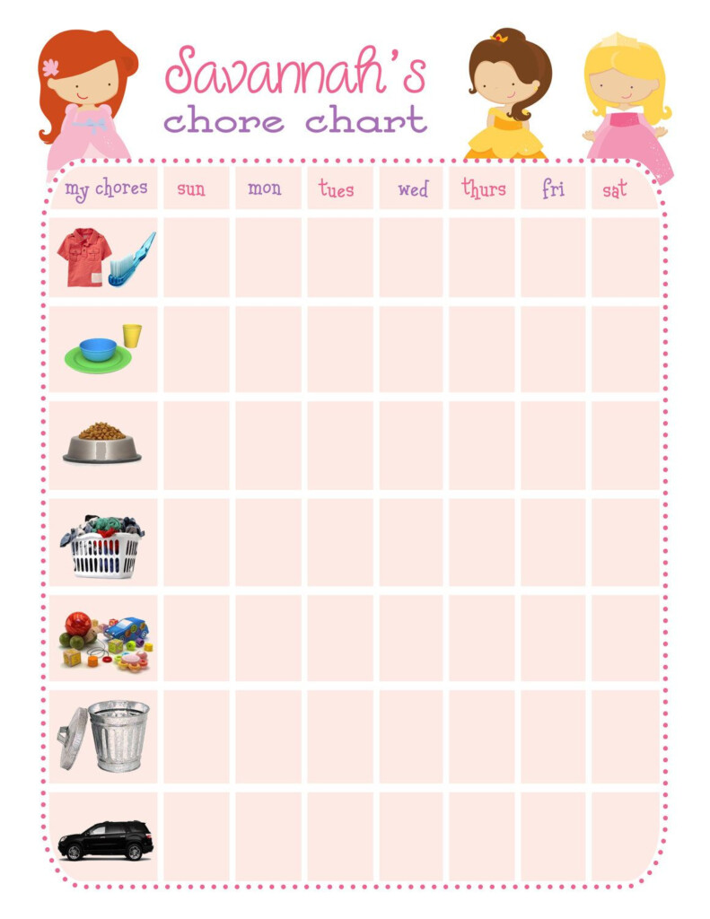 Princess Chore Chart Chore Chart Printable Chore Chart Chores For Kids