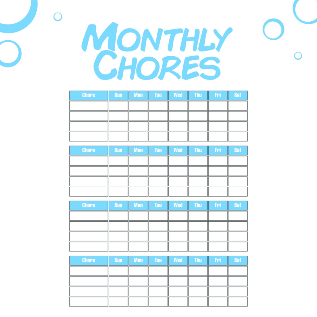 Printable Calendar Chore Chart Free Printable Chore Charts To Help 