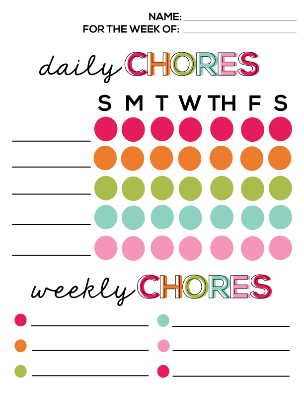 Printable Chore Chart For Kids