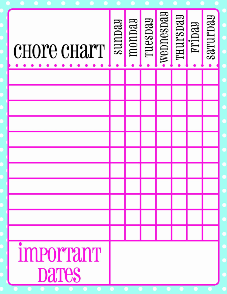 Printable Chore Chart Template Awesome Free Printable Chore Chart 