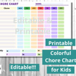 Printable Editable Chore Chart For Kids Download Edit And Etsy In