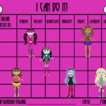 PRINTABLE Personalized Kids Chore Chart Monster High School