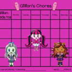 PRINTABLE Personalized Kids Chore Chart Monster High School Etsy