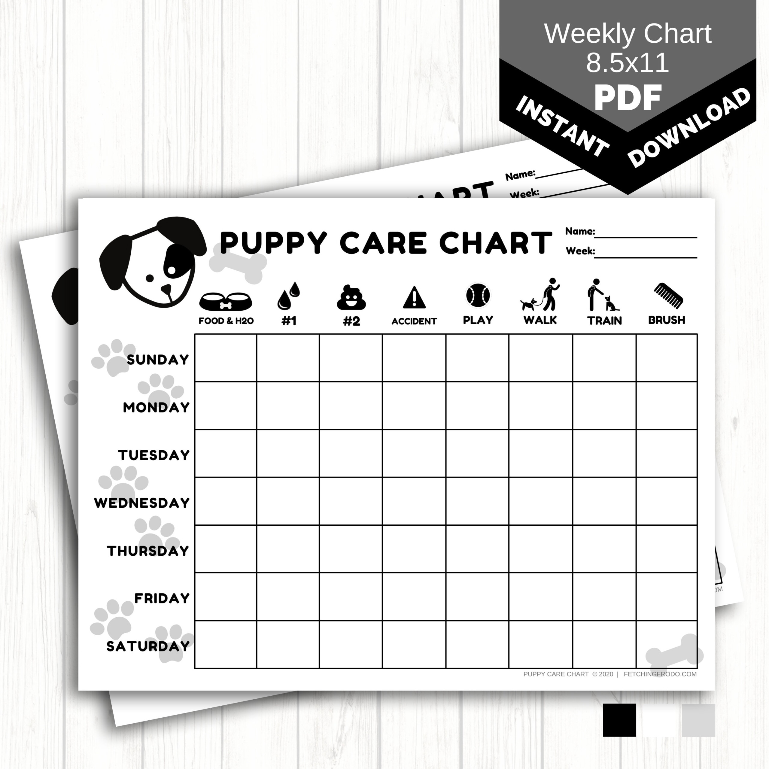 Puppy Care Chart PRINTABLE Dog Chore Chart For Kids New Etsy