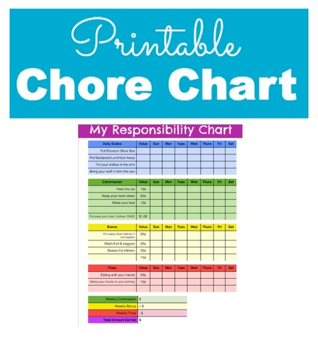 Responsibility And Chore Chart For Kids With Printable Chore Chart