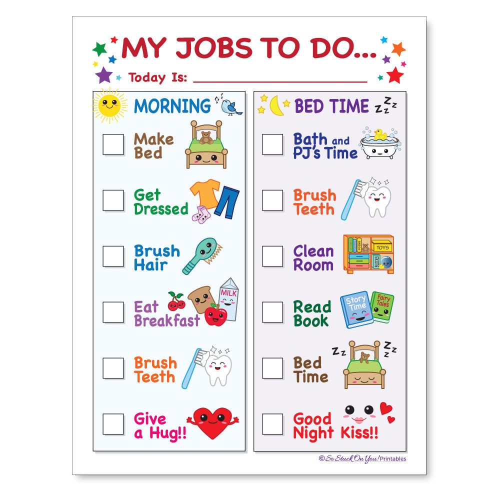 Routine Chore Chart For Morning And Bedtime Instant Download Etsy