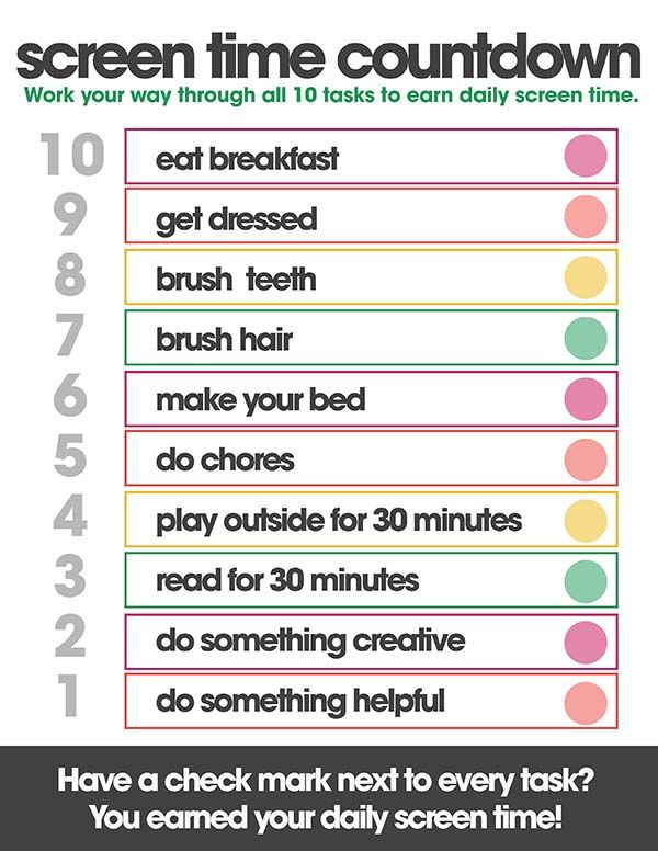 Screen Time Countdown Free Printable For Kids Charts For Kids 