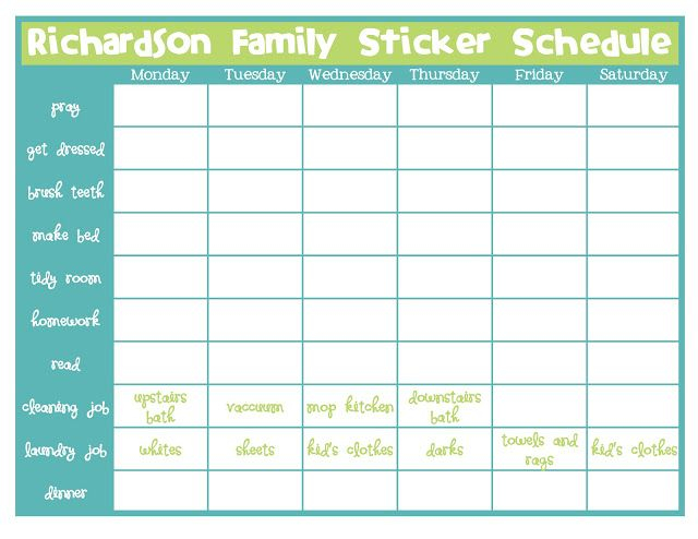 Sticker Chore Chart Printable - PrintableChoreCharts.net