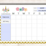 Unicorn Chore Chart Editable Chore Chart Editable Behavior Chart