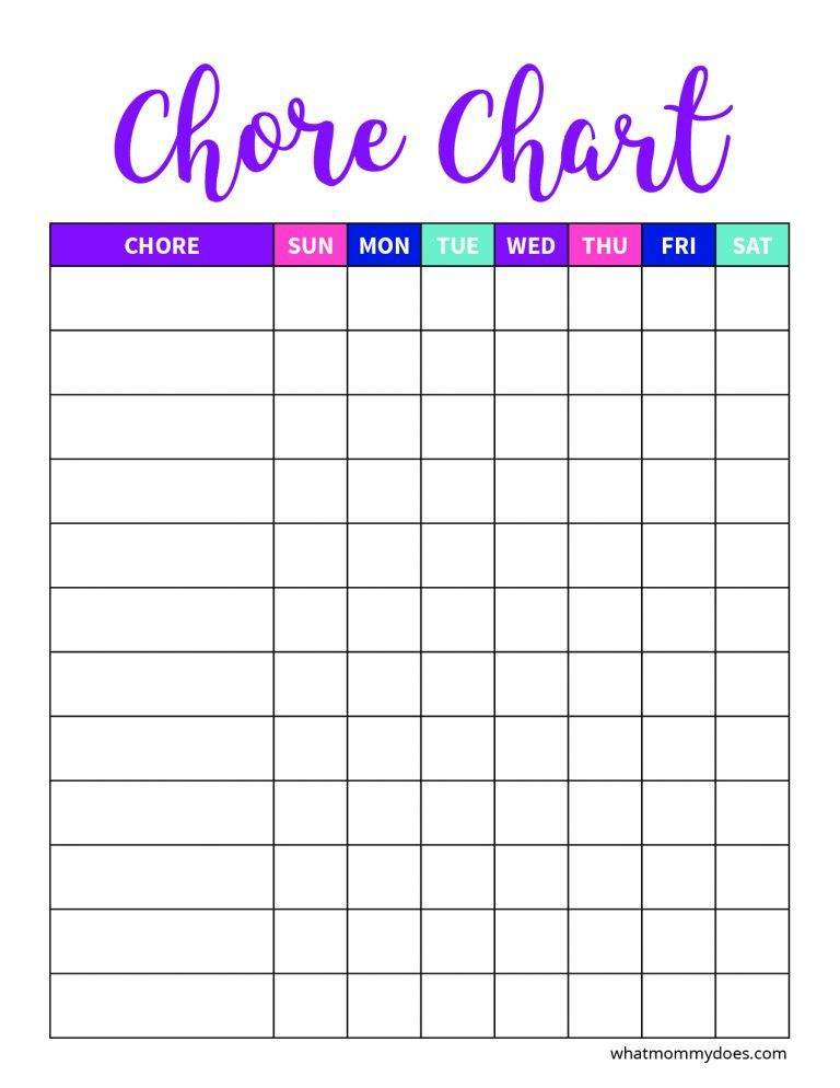 Use This Free Blank Printable Weekly Chore Chart To Teach Children 