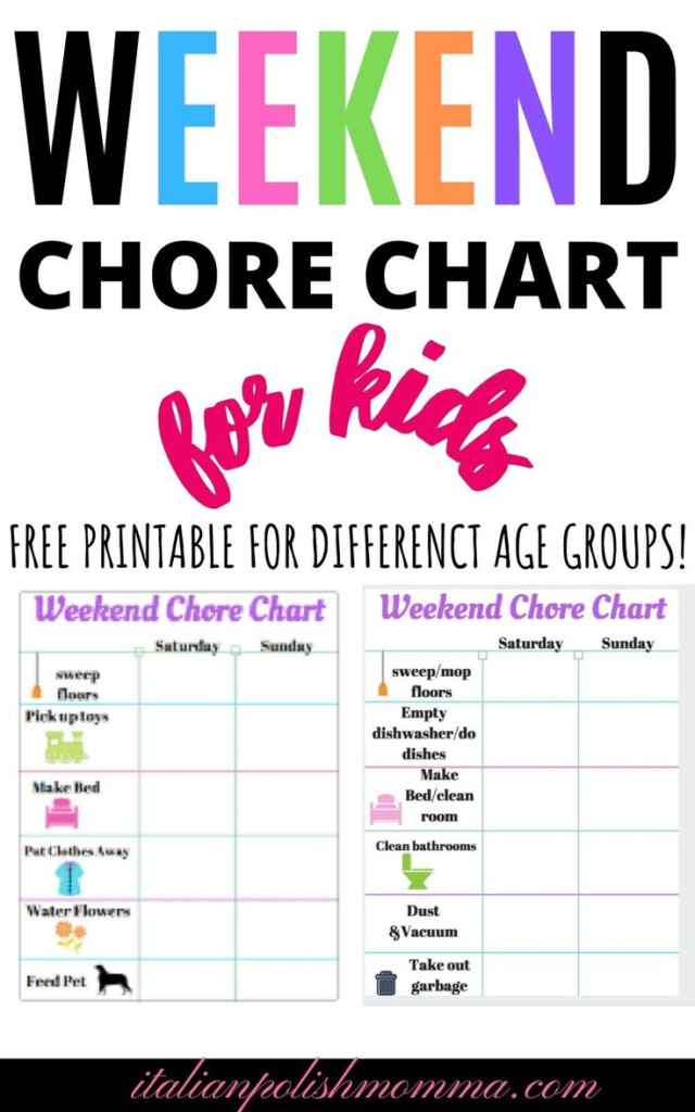 Weekend Chore Chart For Kids Italianpolishmomma In 2021 Weekend 