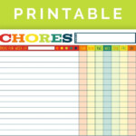 Weekly Chore Chart Colorful Printable PDF