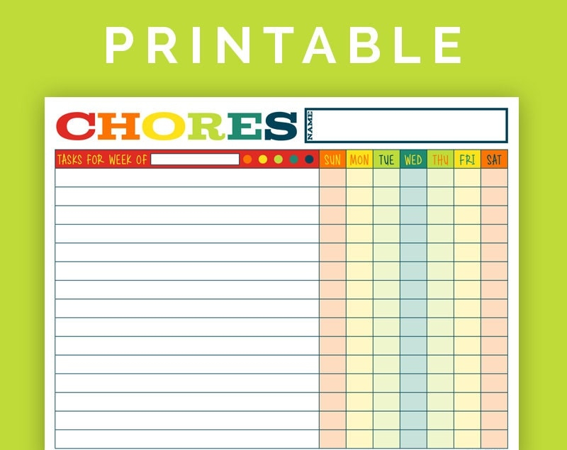 Rustic Chore Chart Printable Pdf