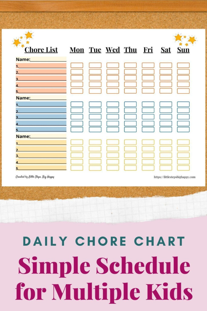 Weekly Chore Chart For 3 Kids Printable Chore List Etsy In 2020 