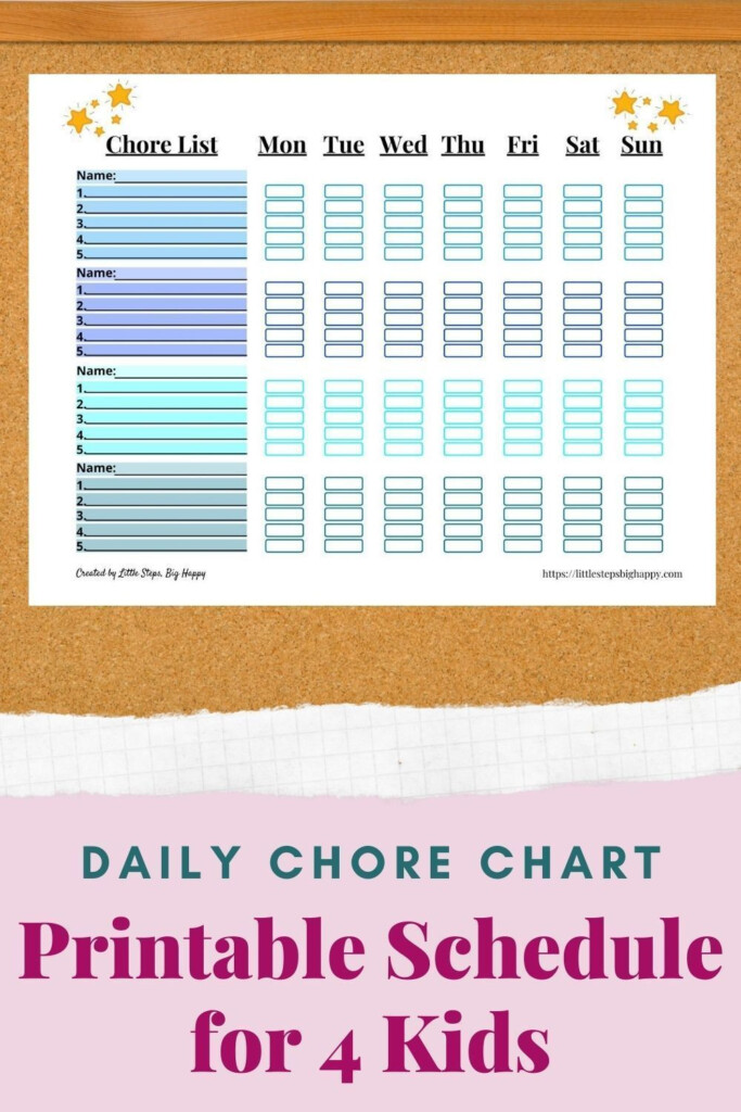 Weekly Chore Chart For 4 Kids Printable Chore List Etsy In 2020 