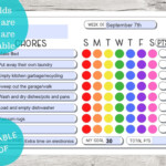 Weekly Chore Chart For Kids Responsibility Chart Printable Etsy