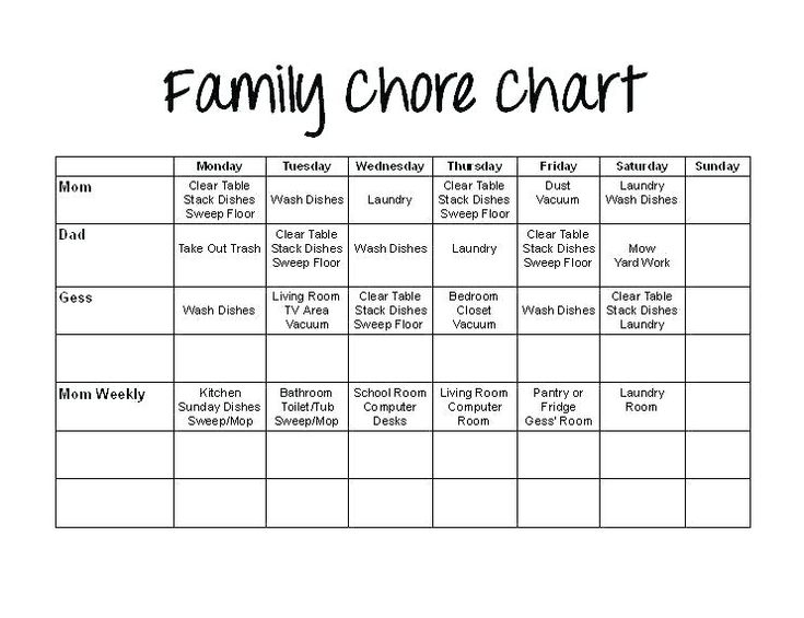 Weekly Chore Chart Google Search Chore Chart Template Family Chore 