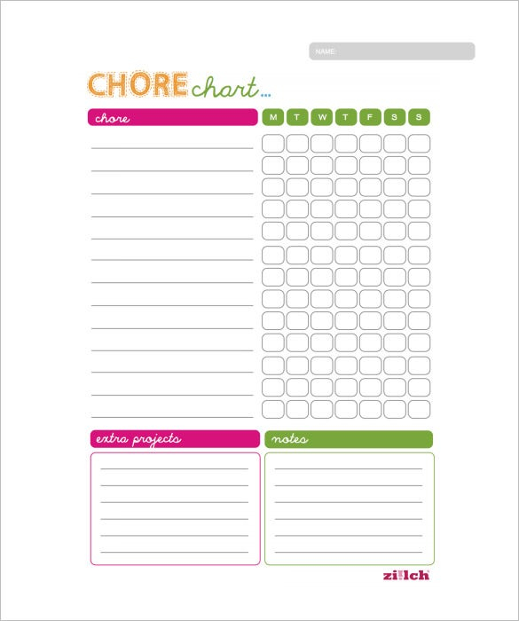 Weekly Chore Chart Template 11 Free Word Excel PDF Format Download 