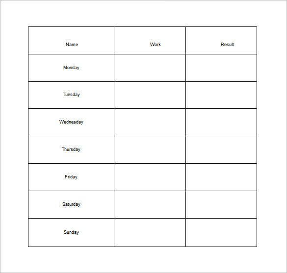 Weekly Chore Chart Template 24 Free Word Excel PDF Format Download 