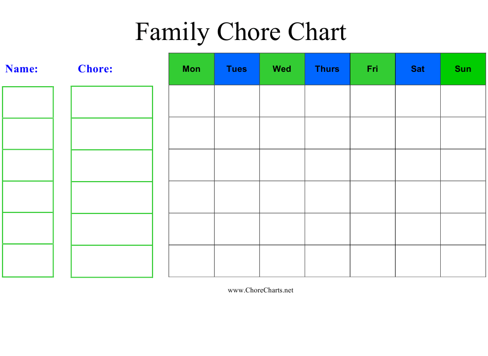 Weekly Family Chore Chart Template Download Printable PDF Templateroller